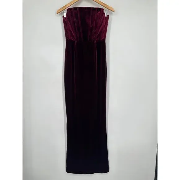 Bronx and Banco Florentina Velvet Corset Gown Strapless Lace Up Midi Maxi  Dress